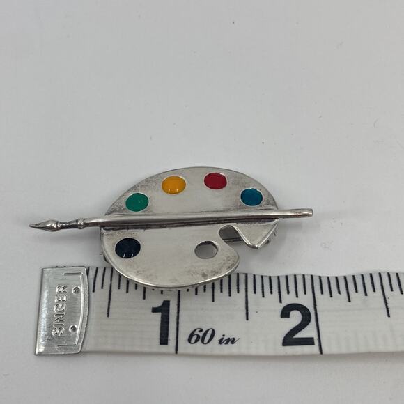 Vintage sterling silver art paint palette brooch - Picture 4 of 4